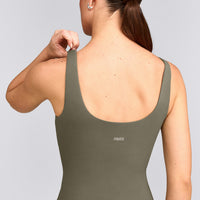 SoftMotion™ Scoop Neck Tank Top with Grey Logo | Alpine Green