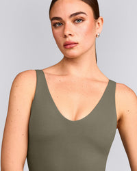 SoftMotion™ Scoop Neck Tank Top with Grey Logo | Alpine Green