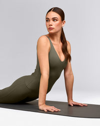 SoftMotion™ Scoop Neck Tank Top with Grey Logo | Alpine Green