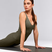 SoftMotion™ Scoop Neck Tank Top with Grey Logo | Alpine Green