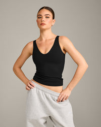 SoftMotion™ Scoop Neck Vest with Grey Logo | Black