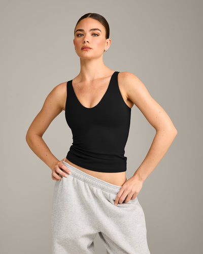 SoftMotion™ Scoop Neck Vest with Grey Logo | Black