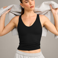 SoftMotion™ Scoop Neck Vest with Grey Logo | Black