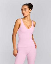 SoftMotion™ Scoop Neck Tank Top with Grey Logo | Chalk Pink