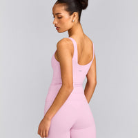 SoftMotion™ Scoop Neck Tank Top with Grey Logo | Chalk Pink