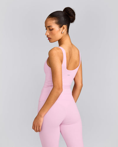 SoftMotion™ Scoop Neck Tank Top with Grey Logo | Chalk Pink