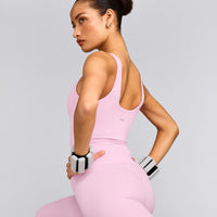 SoftMotion™ Scoop Neck Tank Top with Grey Logo | Chalk Pink