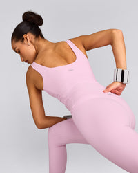 SoftMotion™ Scoop Neck Tank Top with Grey Logo | Chalk Pink