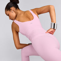 SoftMotion™ Scoop Neck Tank Top with Grey Logo | Chalk Pink