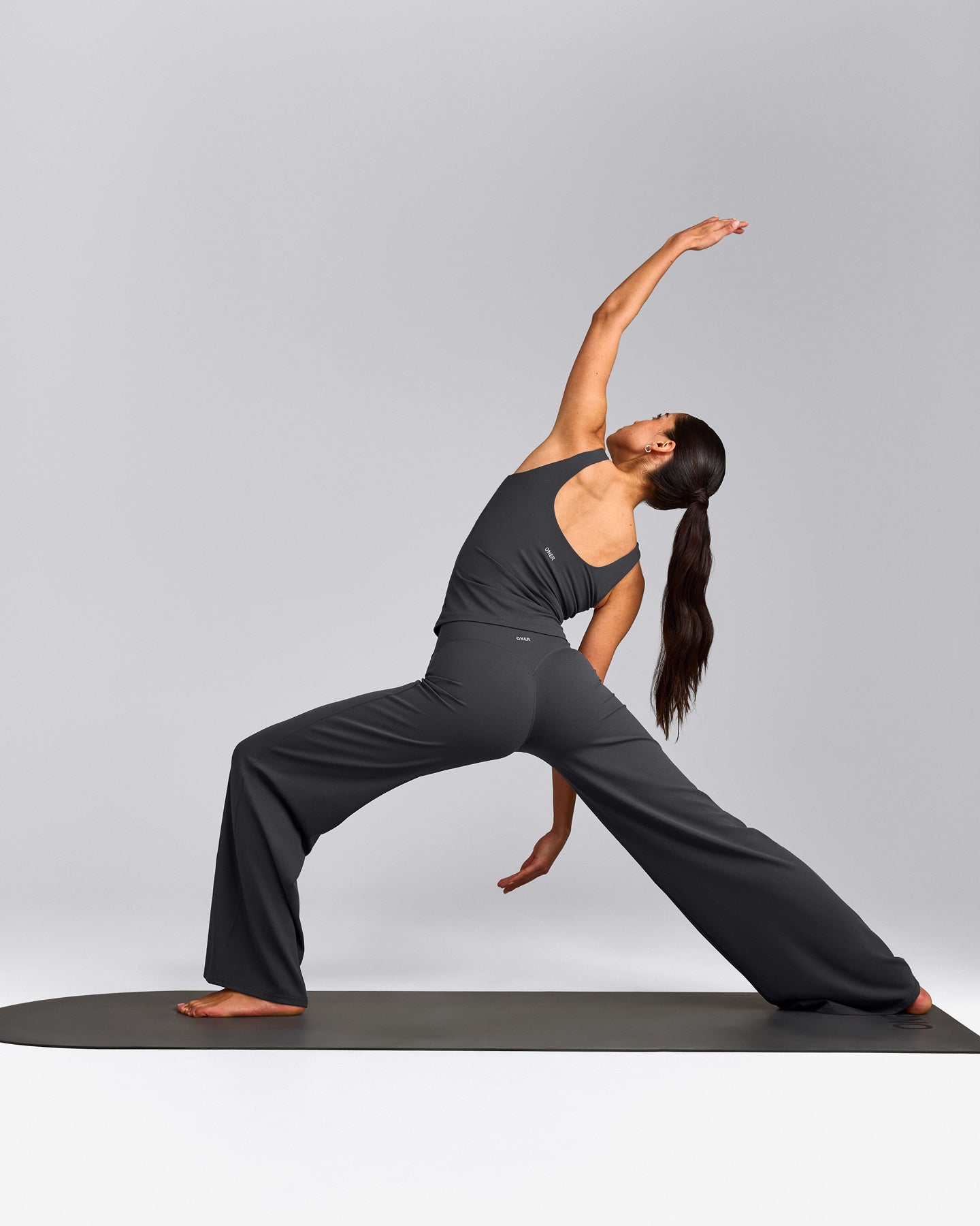SoftMotion™ Scoop Neck Tank Top with Grey Logo | Coal