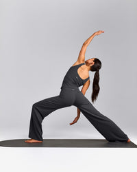 SoftMotion™ Scoop Neck Tank Top with Grey Logo | Coal