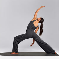 SoftMotion™ Scoop Neck Tank Top with Grey Logo | Coal