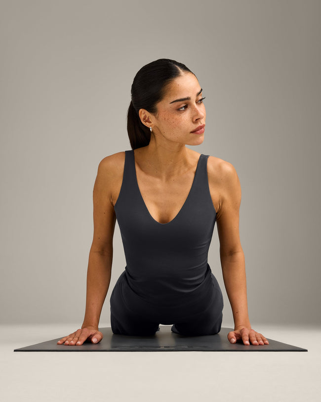 SoftMotion™ Scoop Neck Vest with Grey Logo | Coal