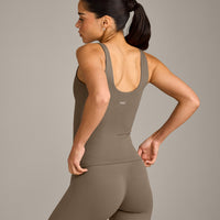 SoftMotion™ Scoop Neck Vest with Grey Logo | Moss Brown