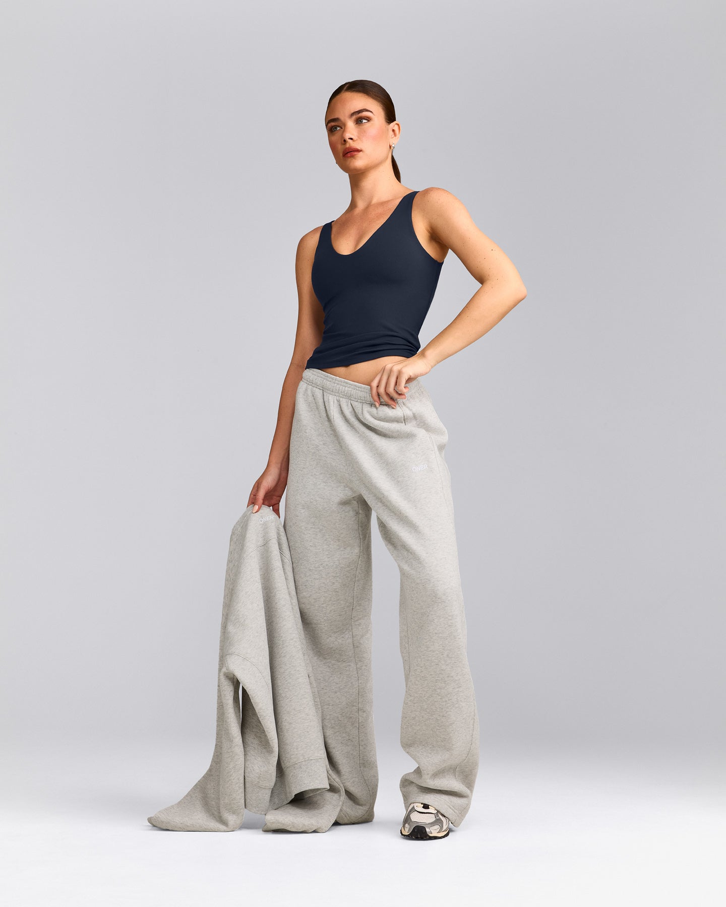 SoftMotion™ Scoop Neck Tank Top with Grey Logo | True Blue