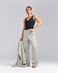 SoftMotion™ Scoop Neck Tank Top with Grey Logo | True Blue