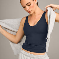 SoftMotion™ Scoop Neck Vest with Grey Logo | True Blue