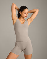 SoftMotion™ Scoop Neck Vest with White Logo | Warm Sand