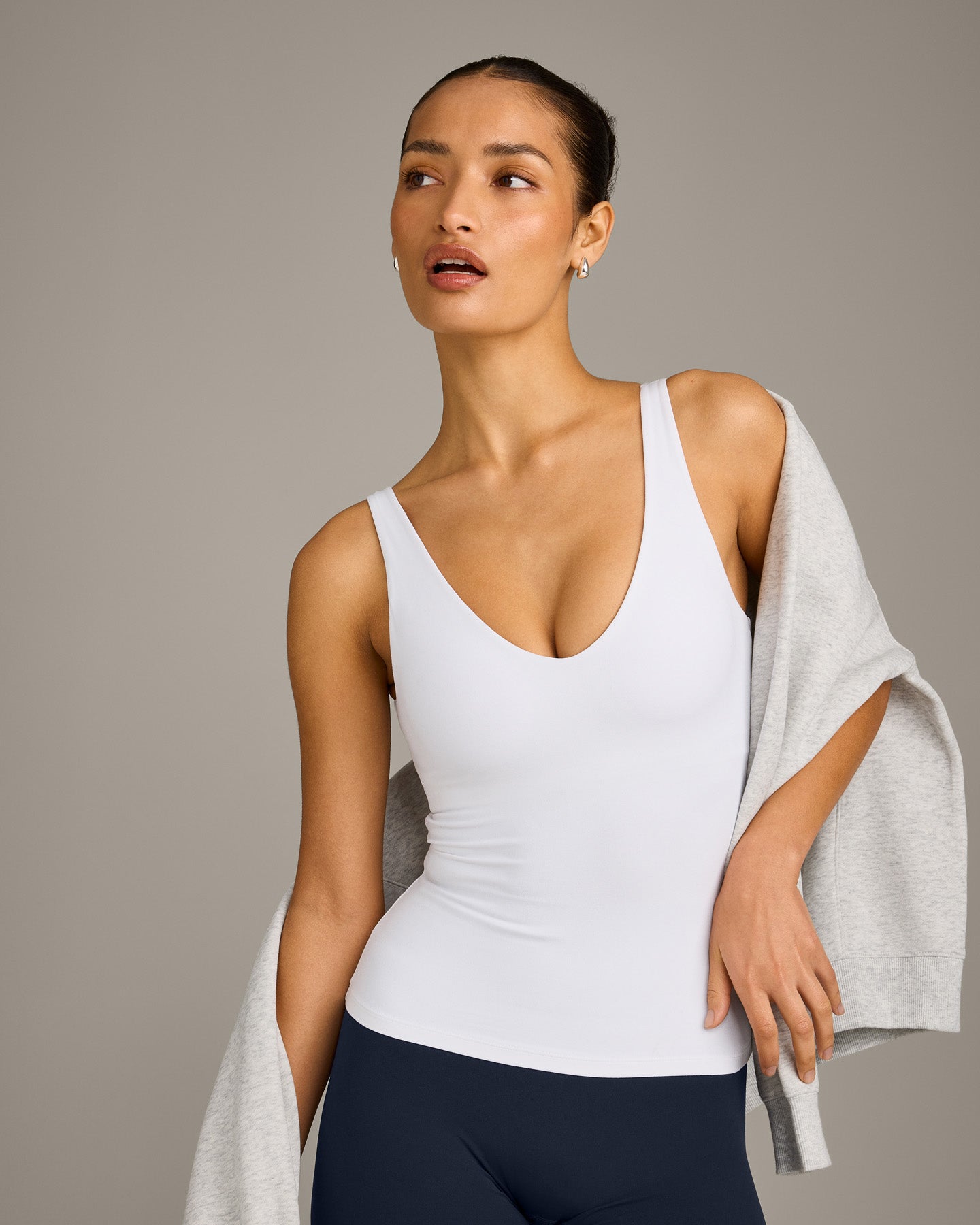 SoftMotion™ Scoop Neck Vest with Grey Logo | White