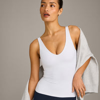 SoftMotion™ Scoop Neck Vest with Grey Logo | White