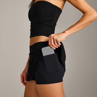 SoftMotion™ Skort with Pockets with Grey Logo | Black
