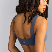 SoftMotion™ Soft Square Neck Sports Bra | Granite Blue