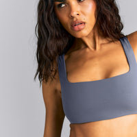 SoftMotion™ Soft Square Neck Sports Bra | Granite Blue