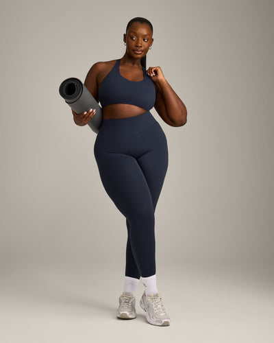 SoftMotion™ Sports Bra with Grey Logo | True Blue