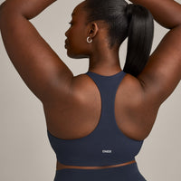 SoftMotion™ Sports Bra with Grey Logo | True Blue