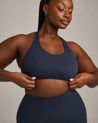SoftMotion™ Sports Bra with Grey Logo | True Blue