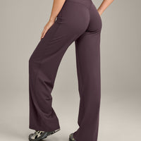 SoftMotion™ Straight Leg Bottoms with Grey Logo | Dark Umber Brown
