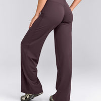 SoftMotion™ Straight Leg Pants with Grey Logo | Dark Umber Brown