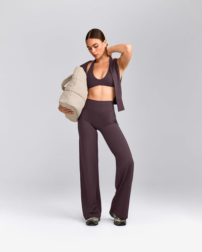 SoftMotion™ Straight Leg Pants with Grey Logo | Dark Umber Brown