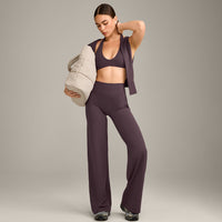 SoftMotion™ Straight Leg Bottoms with Grey Logo | Dark Umber Brown