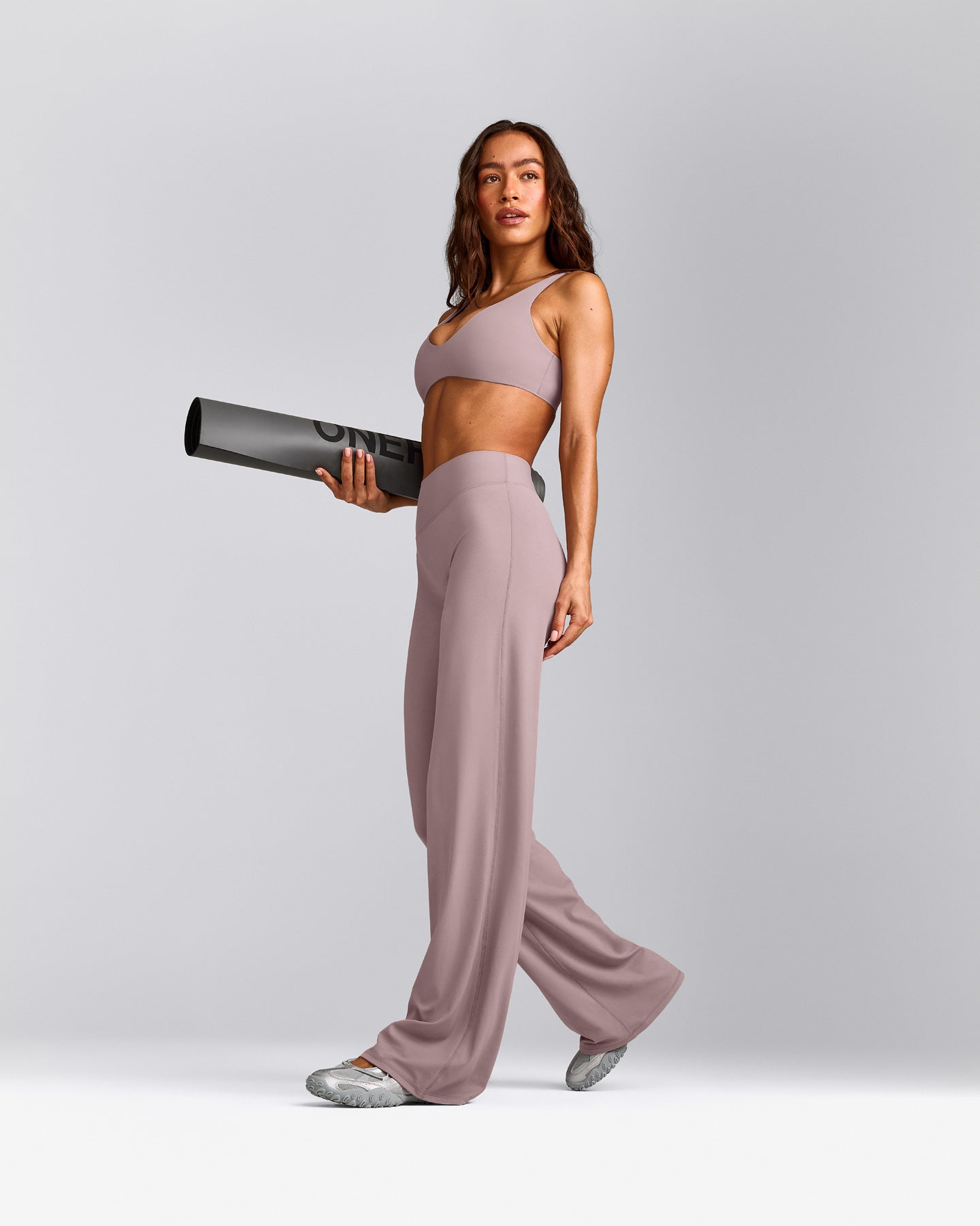 SoftMotion™ Straight Leg Bottoms with White Logo | Dusty Purple