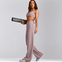 SoftMotion™ Straight Leg Bottoms with White Logo | Dusty Purple