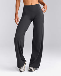 SoftMotion™ Straight Leg Trousers with Grey Logo | Coal