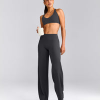 SoftMotion™ Straight Leg Trousers with Grey Logo | Coal