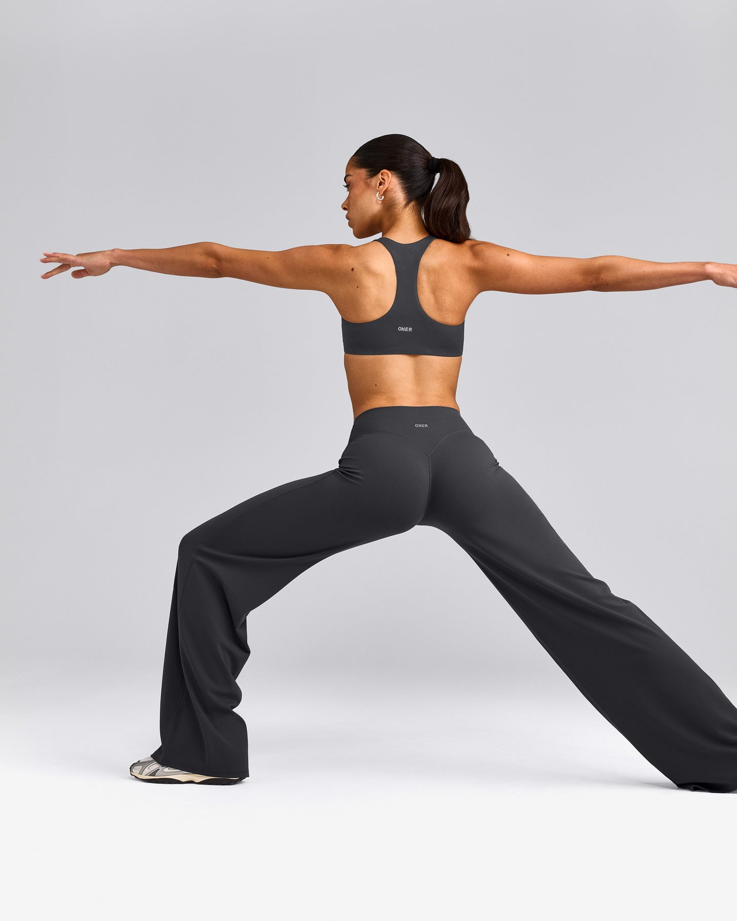 SoftMotion™ Straight Leg Trousers with Grey Logo | Coal