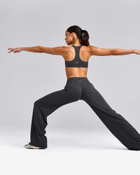 SoftMotion™ Straight Leg Trousers with Grey Logo | Coal