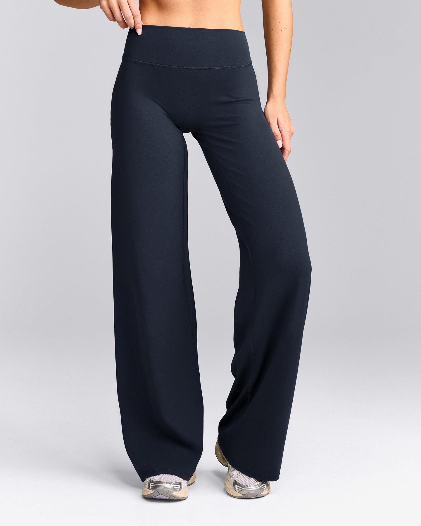 SoftMotion™ Straight Leg Trousers with Grey Logo | True Blue