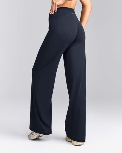 SoftMotion™ Straight Leg Trousers with Grey Logo | True Blue