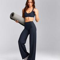 SoftMotion™ Straight Leg Trousers with Grey Logo | True Blue