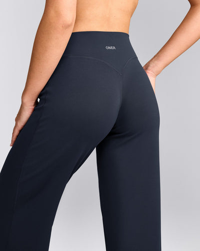 SoftMotion™ Straight Leg Trousers with Grey Logo | True Blue