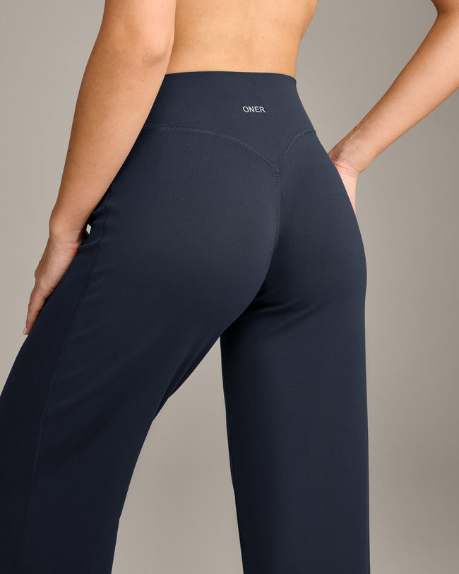 SoftMotion™ Straight Leg Bottoms with Grey Logo | True Blue