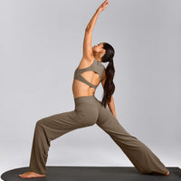 SoftMotion™ Straight Leg Pants with Grey Logo | Moss Brown