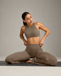 SoftMotion™ Straight Leg Bottoms with Grey Logo | Moss Brown