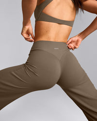 SoftMotion™ Straight Leg Pants with Grey Logo | Moss Brown