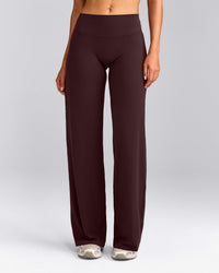 SoftMotion™ Straight Leg Trousers with Grey Logo | Plum Brown