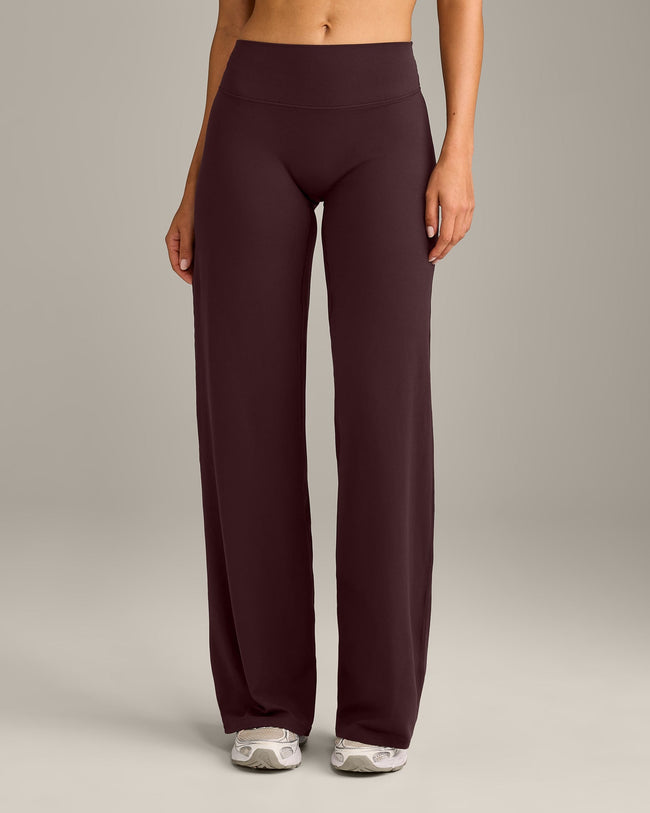 SoftMotion™ Straight Leg Bottoms with Grey Logo | Plum Brown